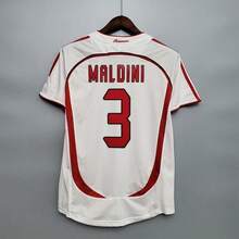 [48-Hour Shipping] AC Milan Away Jersey, Maldini Number 3, White Short-Sleeved Football Shirt - Multicolor - View 1