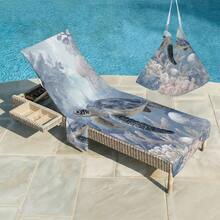 1pc Microfiber Sea Chair Cover With Pocket, Lightweight & Breathable, Ideal For Travel & Beach Vacation, Pool Essential | Summer Style | Portable Beach Mat, Beach Towel - Style4 - View 3