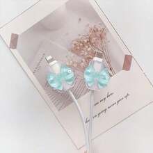 2 Stücke transparente Blumen-Schleifen-Blitz (5-14) Typ-C Kabel Schutz - langanhaltend, bruchfest, modisches Smartphone-Zubehör Design - Kunststoff Kabel Schutz mit süßer Schleifen-Dekoration, Ladekabel Schutz - Verschiedenfarbig - Übersicht 4