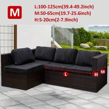 1pc Corn Kernel Jacquard Outdoor Sofa Seat Cushion Cover, Water-Resistant Solid Color Polyester Elastic Removable Half-Wrapped Sofa Cushion Cover, For Patio, Terrace, Garden Sofa - Dark Grey - View 10