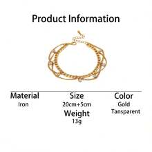 1pc Summer Chic Luxurious Bohemian Style Sparkling Tassel Pendant Anklet For Women - Yellow Gold - View 5