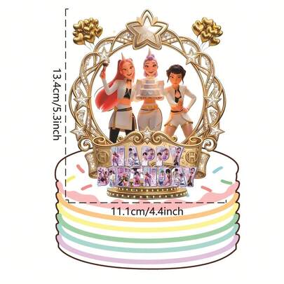 1 Stück 2026 Neue K-POP D Emon Hunter Mädchen Gruppe Dekorationskarte, geeignet für Geburtstagsparty Dekoration, K-POP Themen Party Dekoration