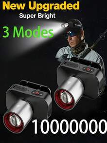 2/1个免提帽夹式LED高亮度头灯，采用可拆卸夹子设计，三级调光，防水，电池续航时间长。适用于汽车维修、夜钓、户外探险、建筑工地、应急照明等多种用途。 - 鋁合金 - 查看 2