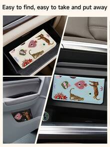 Kingsung 個性化拼貼圖案汽車文件夾，時尚駕駛執照套，女性文件袋，錢包卡夾，手套箱收納袋，可放置行照、卡、駕照、護照和卡片 | 旅行必需品，適合汽車/卡車/摩托車/拖車車主，生日/情人節/週年紀念禮物，返校配件 - 多色 - 查看 9