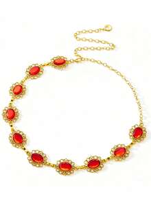 1 pieza Diseño creativo y de moda Cadena corporal de nicho para mujer, Cinturón de cintura con diseño hueco vintage, Adecuado para todo tipo de ocasiones como playa, fiesta de boda, uso diario, regalo para amigos - Rojo - Ver 3