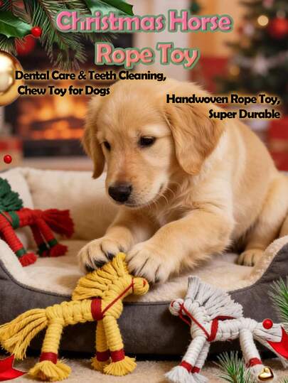 1pc Dog Rope Knot Toy, Pony Shape, Cute And Fun To Attract Dogs' Attention. It Can Be Used As A Dog Toy, Christmas Stocking Stuffer, Pet Holiday Gift And Home Decoration. The Rope Texture Is Suitable For Dogs To Grind Teeth And Clean Teeth, Relieve Separation Anxiety And Reduce Destructive Behaviors. Perfect For Tug-Of-War And Fetch Games, Great For Christmas Family Gatherings, Outdoor Interactive Play And Daily Entertainment. Pet Supplies, Pet Toys, Dog Christmas Gift.