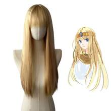 Cosplay Wig Beige Blonde Long Straight Wig With Bangs Realistic Scalp Synthetic Hair Heat Resistant Full Head Wig For Comic Con Anime Costume Party Stage Performance - Off White - View 1