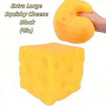 Queeze Cheese - Large Soft Squeezable Cheese Blocks| Gurgle, Adult Fun Cheese| Stress Relief Ball| Adult Sensory Stress Relief Cheese - Sunshine Entertainment - Yellow - View 3