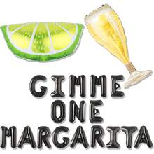 Gimme One Margarita - Banner de globo para decoración de fiesta de margarita, fiesta de margarita, decoración de margarita, globos de cumpleaños grandes - Negro 2 - Ver 2