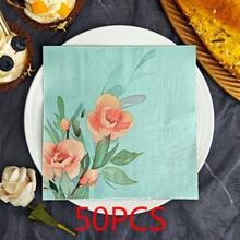 IOOJA 20/50pcs 2-Ply Unfolded Size 33*33cm Floral Pattern Disposable Napkins, Suitable For Parties, Weddings, Valentine's Day, Ideal For Themed Parties, Company Events, And Gatherings With Friends - Multicolor - View 9