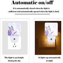 Globos de corazón rosa con luz nocturna, luces de noche enchufables con sensor de anochecer a amanecer para escaleras, pasillo, recámara, ideal para mujeres, niñas y niños, 0.5 W - Mariposa lavanda - Ver 4