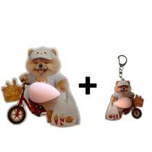 1张贴纸+1个钥匙扣，可爱3D秋田犬送货贴纸剪贴簿套装，文具工艺用品玩具 - 粉色 - 查看 9