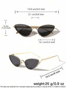 1 PC Women Cat Eye Fashion Glasses Gold Metal Frame Black Lens Luxury Edgy Retro Fashion Glasses Summer Daily Streetwear UV Protection Stylish Eyewear Accessory With Glasses Box - Những lát sâm panh khung vàng - Xem 10