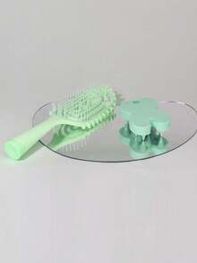 2支装弧形防鼠尾梳，家用蓬松美发梳，硅胶齿洗发刷 - 彩色 - 查看 5