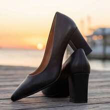 Geeyea Women's Shoes, Women's High Heels, Women's Chunky Pointed-Toe High Heels, Can Be Paired With Skirts And Pants, Uniforms, And Can Be Worn All Year Round. Local Warehouse Shipping. - 黑色 - 查看 6