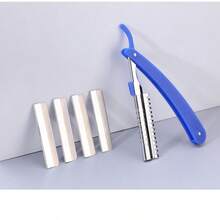 男女通用可折叠不锈钢眉毛修剪器，剃须刀架，专业化妆师和美容院使用，锋利雕刻和脱毛刀，替换刀片套装 - 多色 - 查看 11