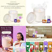 Lifelines - Difusor de aceites esenciales de aromaterapia sin llama con 2 mezclas de aceites esenciales ClickWick Difusor inalámbrico y sin agua para el hogar velas eléctricas perfumadas con llama - Crema esmerilada - Ver 1