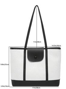 Tas Tote Bahu Wanita Minimalis Mewah Warna Solid Terbaru - Putih - View 3