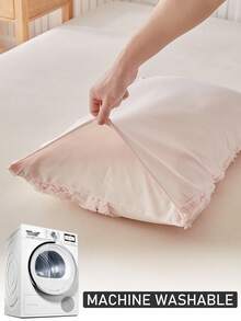 2pcs Boho Style Pink Monstera Leaf Pattern Tufted Pillow Covers, Vintage Farmhouse Polyester Decorative Throw Pillow Cases For All Seasons, Living Room Decor, Machine Washable, Durable, No Filling Included - Pink - View 6