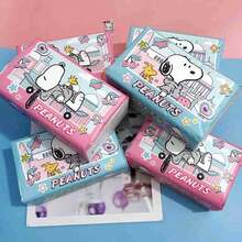 1 pieza Nuevo 2026 Pintura de papel con impresión adorable de Snoopy, ¡estéticamente! Con empaque con impresión de dibujos animados combinado con papel de seda blanco suave, no es fácil de mojar o dañar, textura suave y cómoda, muy práctico. - Multicolor - Ver 3