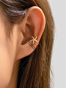 1个金色星星耳夹，无需耳洞即可佩戴，波西米亚海滩牛仔风格饰品，闪亮星星耳夹，适合女性，夏季海滩配饰 - 金色 - 查看 2