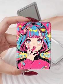 1pc Fashionable Folding Vanity Mirror, Lightweight Compact Portable Hand Mirror, Durable PU Leather, Suitable For Various Occasions, Rectangular Compact Mirror For Carrying - Multicolor - View 12