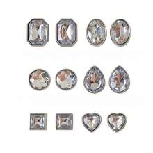 12pcs DIY Shoe Decoration Charms, Silver Acrylic Faux Diamond Metallic, ABS Material, Lightweight, Fashionable And Versatile EVA Slipper/Sandal Accessories, Detachable Shoe Decorations - Silver - View 9
