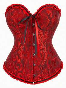 Áo corset kiểu retro thanh lịch với họa tiết xương cá, áo corset buộc dây, áo định hình eo, áo bustier ôm sát cổ điển, phù hợp cho trang phục cưới, tiệc tùng, Halloween và các ngày lễ. - Nhiều màu - Xem 47