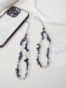 1pc Creative Purple Crystal Beaded Phone Lanyard, Short Faux Pearl Phone Case Charm, Holiday Gift - Multicolor - View 9