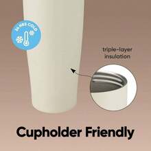 40oz Stainless Steel Thermoscup -Keeps Water Cold Or Hot - Stainless Steel Water Bottle With Push-On Dust-Proof Lid And Plastic Straw - 白色 - 查看 5
