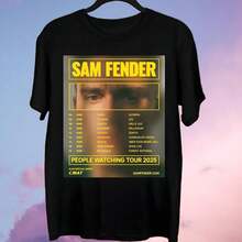 1PC Sam Fender People Watching Tour 2025 Graphic Womens T-Shirt With CMAT Special Guest - 黑色 - 查看 1