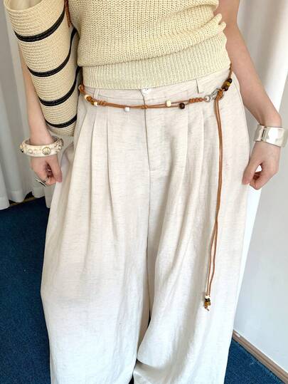 1条涤纶波西米亚风编织腰绳，用途广泛