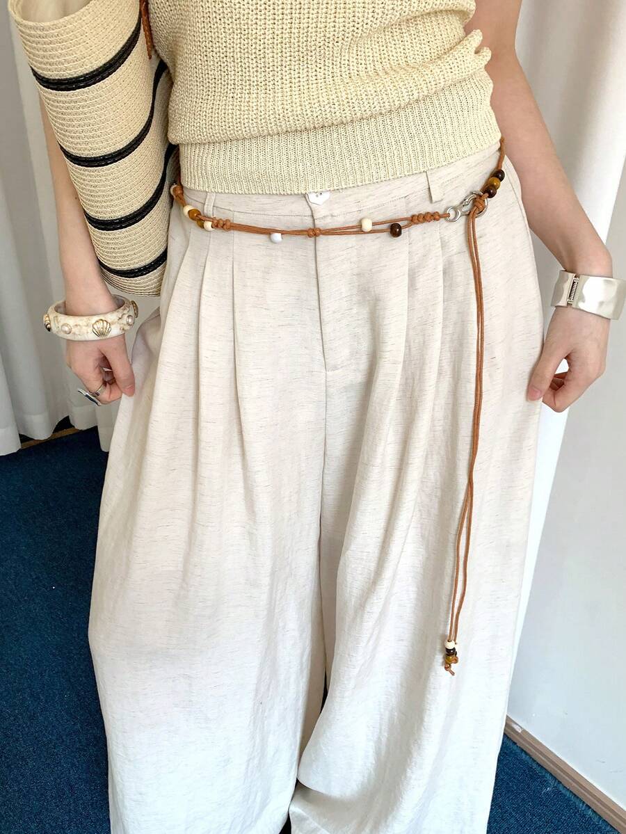 1条涤纶波西米亚风编织腰绳，用途广泛 - 棕色 - 查看 1