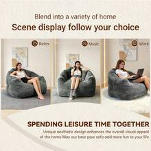 Round Ergonomic Pouf That Conforms To The Contours Of The Body For Optimal Relaxation And Comfort At Home. - 灰色 - 查看 3