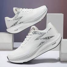 Women's Fashion Sports Running Shoes, Summer Versatile Carbon Plate Competitive Racing Shock Absorption Rebound Professional Marathon Training Sneakers - White - View 3