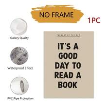 1幅无框心理健康海报 - 复古装饰艺术风格励志名言帆布画，“今天是读书的好日子” 卧室、客厅、家庭办公室装饰灵感墙画，积极心态家居装饰，宿舍装饰，简洁设计 - 彩色 - 查看 10