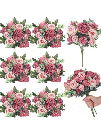 1/3 Bó hoa mẫu đơn nhân tạo, bó hoa hồng, nụ hoa, bó hoa hình cầu thêu, bó hoa hình cầu thêu gai cho ngày Valentine, các loại hoa khác nhau, dùng cho tiệc sinh nhật, tiệc tùng, giỏ hoa cưới, hoa bó cô dâu, trang trí nhà cửa, nhà hàng, phòng ngủ, bệ cửa sổ, trang trí bình hoa, trang trí ngày Valentine và năm mới, vườn ngoài trời, mùa tựu trường.