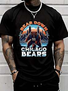 Graphic-Shirt,Unisex Casual-Shirt, Cotton Chicago Bearss Bear Down Graphic Black - Shirt Colorful Graphic Printed Pattern-Shirt, Regular Fit, Round Neck, Elastic Fabric, Inspirational Design,-Shirt,Y2K, Regular Size Women's-Shirt XXS-5XL,Summer Tees,Unisex Sizes KW34 - màu đen - Xem 1