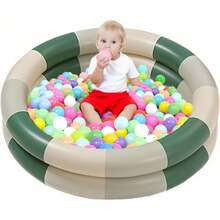 Buachois Piscina Inflable, Piscina Inflable Retro De Diseño Engrosado, Piscina De Agua De Estilo Lindo Que Ahorra Espacio para Interiores O Exteriores(Beige) - Verde - Ver 12