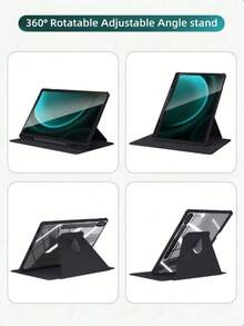 TIANYIMING Ốp bảo vệ bằng acrylic trong suốt xoay 360°, ốp bảo vệ máy tính bảng có thể gập lại, tương thích với iPad/GalaxyTab/LenovoTab/LenovoXiaoxin PAD/LenovoIdea Pad/MatePad/HonorPad/XiaomiPad/RedmiPad và các dòng máy tính bảng khác, cũng tương thích với iPad A16 2025, Air 11/13, M2/M3 2024/2025, Pro 11/13, M4 2024, Air 5/Air 4 10.9 inch 2022, thế hệ thứ 9, thế hệ thứ 8, thế hệ thứ 7 10.2 inch, thế hệ thứ 5, thế hệ thứ 6 9.7 inch, thế hệ thứ 10 10.9 inch 2021, Pro 11/12.9 inch, Mini6. - màu đen - Xem 4