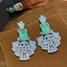 Women Jewelry Sets - Green Diamond Fan - View 4