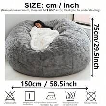 1pc Minimalist American Style Fabric Sofa Slipcover, Velvet Slouchy Beanbag Tatami Mat Lounger (Cover Only, No Filling), Foldable Lightweight Sofa For Small Living Room, Cream Color - Màu Xám nhạt - Xem 2
