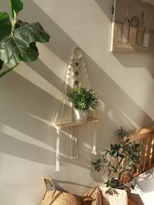 1 chiếc giá treo tường macrame trang trí hình mắt quỷ phong cách Bohemian, kệ nổi đan tay có tua rua, giá đựng đồ treo tường phong cách Boho cho phòng ngủ, phòng khách, phòng tắm, trang trí cây cảnh, trang trí nhà cửa phong cách Bohemian, quà tặng nghệ thuật treo tường chống mắt quỷ. - Nhiều màu-A - Xem 6