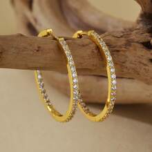 Đôi bông tai nhỏ bằng bạc sterling 925 cao cấp, tinh tế, đính đá Cubic Zirconia vĩnh cửu dành cho nữ. - Bông tai vòng Zircon - Xem 12