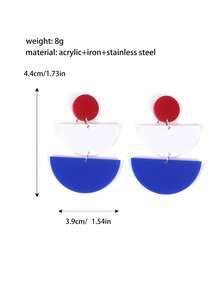 1 Pair 250th Anniversary Geometric Acrylic Earrings, Suitable For Women And Girls, Patriotic 4th Of July Jewelry Accessory - Multicolor - View 5