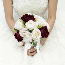 新娘捧花 人造花 伴娘捧花 仿真花捧花 新娘送礼会、婚礼、仪式、周年纪念 新娘捧花、夏季、海滩 - 多色B - 查看 12