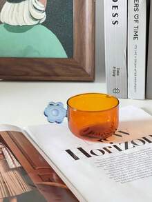 Taza con girasol, taza de vidrio floral hecha a mano, para capuchino, latte, té, bebidas frías y calientes, taza de vidrio borosilicato transparente de alta calidad con asa portátil - Multicolor - Ver 6