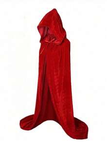 Capa con capucha unisex para fiestas y actuaciones, de tela de terciopelo, adecuada para diversos festivales, disfraces de Navidad, cosplay y disfraces de Halloween - Multicolor - Ver 14