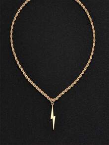 Dây chuyền nam kiểu dây thừng, mặt dây chuyền hình tia sét, dây chuyền charm bằng thép không gỉ, trang sức phong cách hip hop đường phố, quà tặng cho phái mạnh. - Bạc - Xem 5