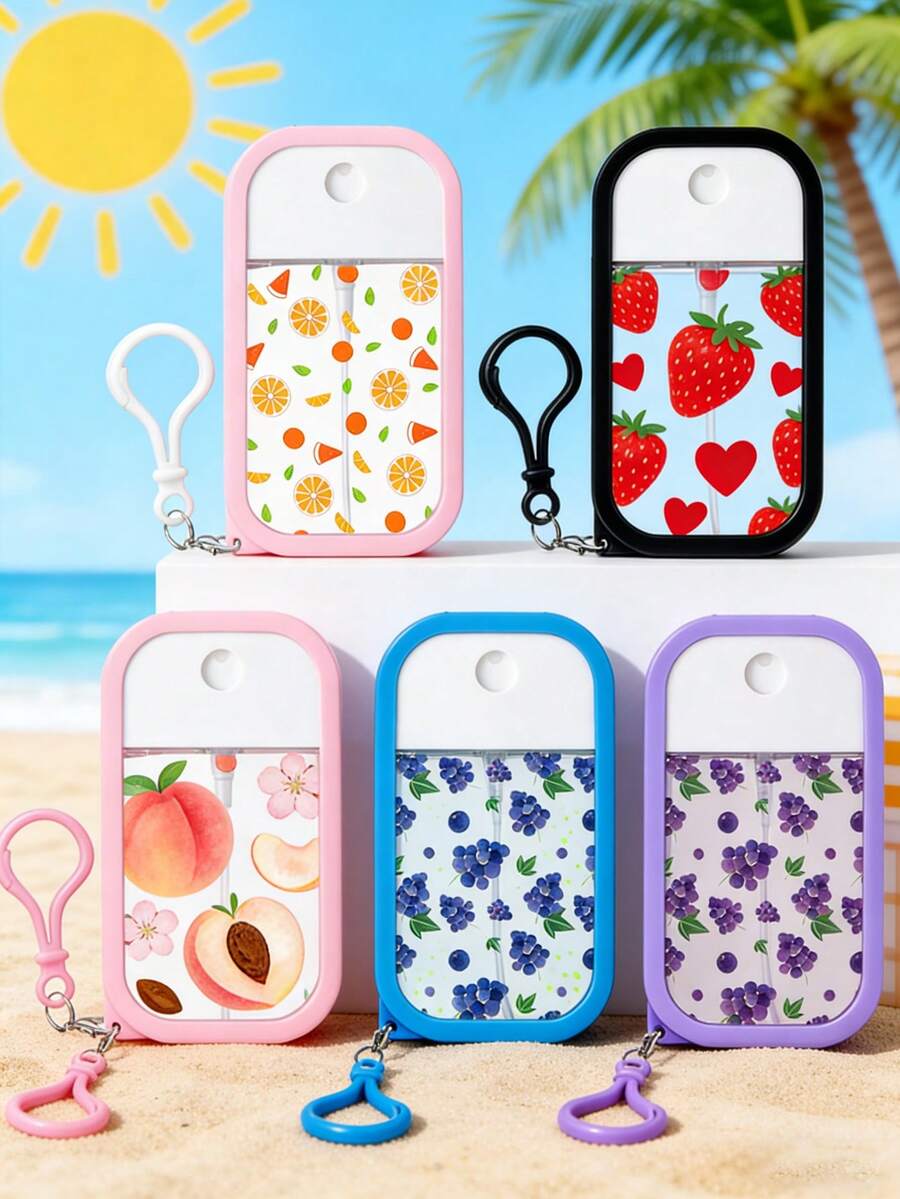 1件/套 50毫升喷雾瓶硅胶保护套，夏日白桃与水晶葡萄海洋风，方形防摔包挂件带挂绳 - 查看 1